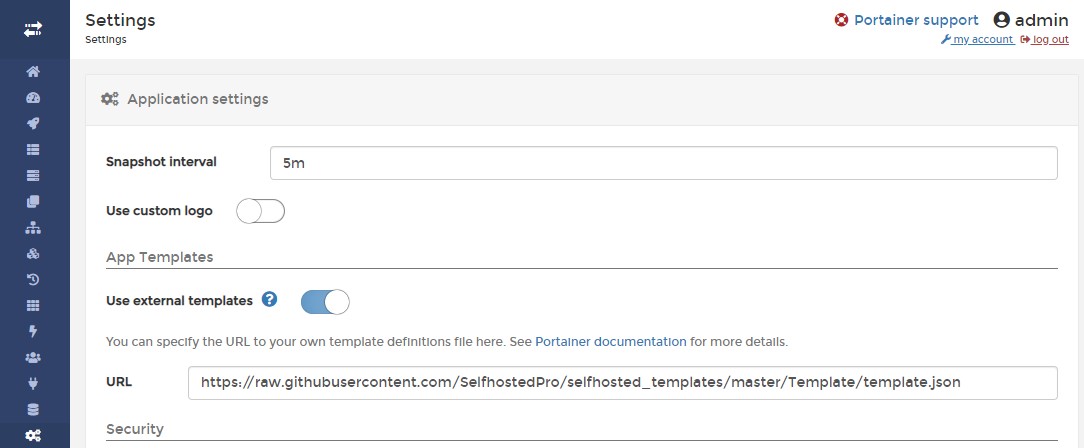 Portainer - External App templates