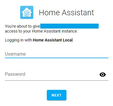 Log-in Home Assistant