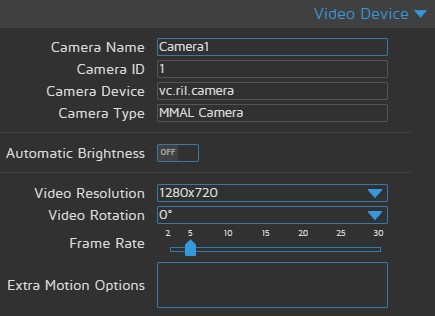 motionEyeOS Video Device settings