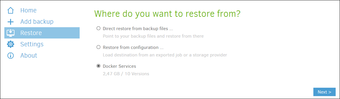 Backup Restore Settings