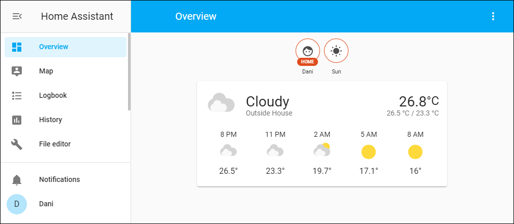 Home Assistant Overview tab