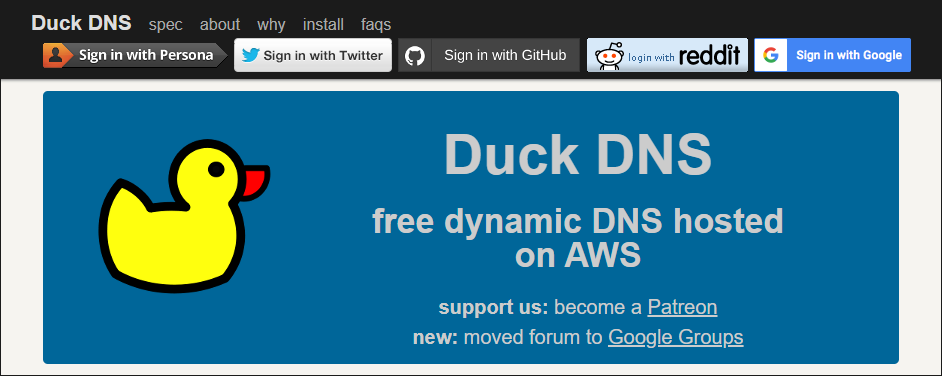 Duck DNS Homepage