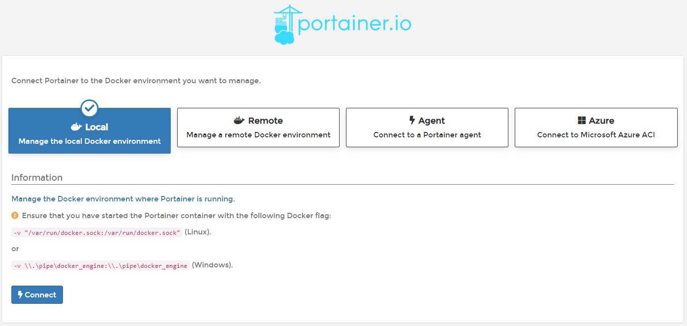 Portainer - Initial settings