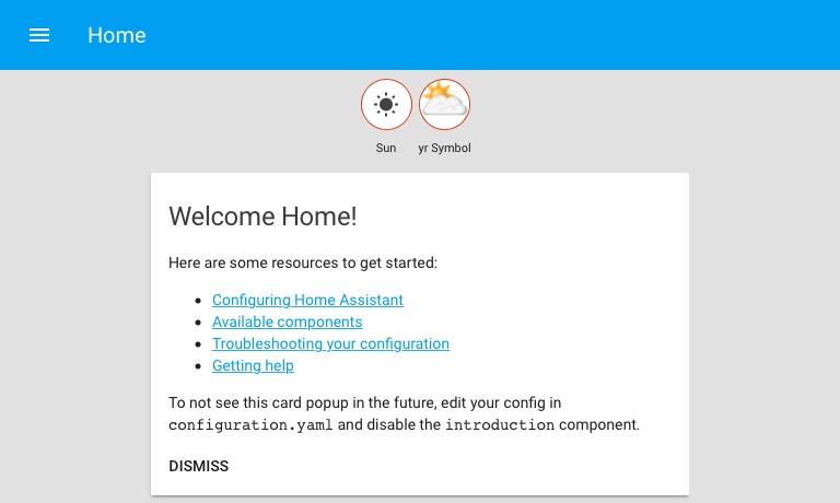 Main page of Home Assistant
