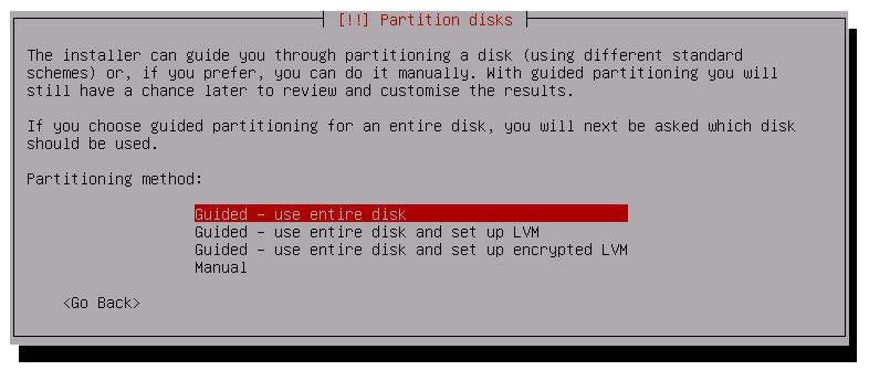 Guided disk partition