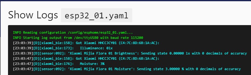 Mi Flora Log sensor