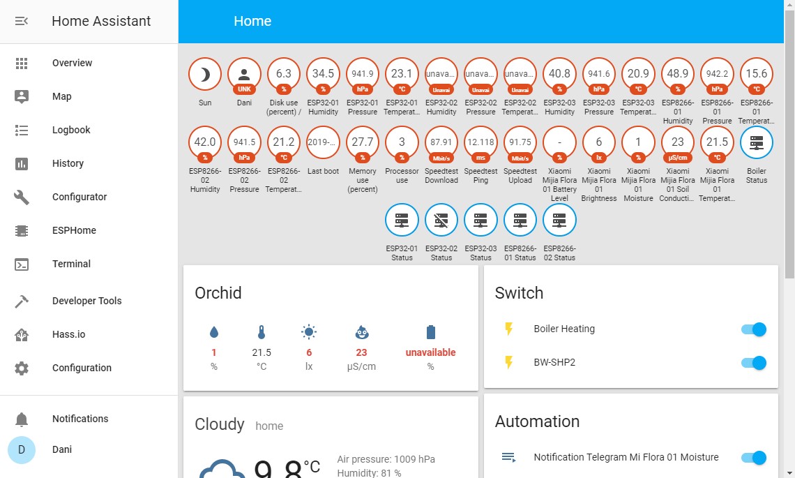 Home Assistant dashboard