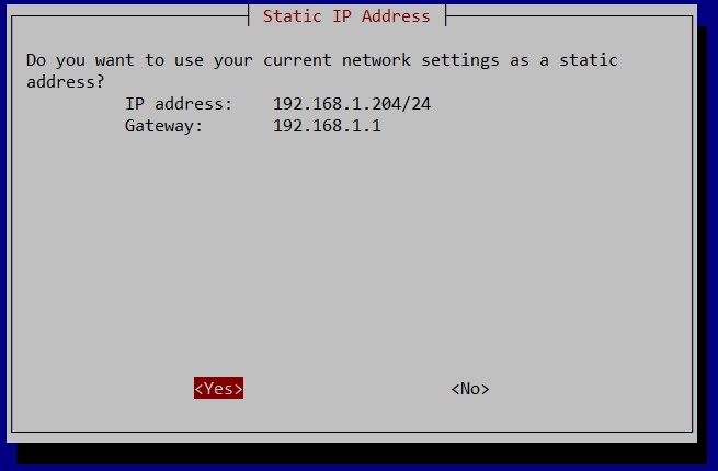 Static IP setting