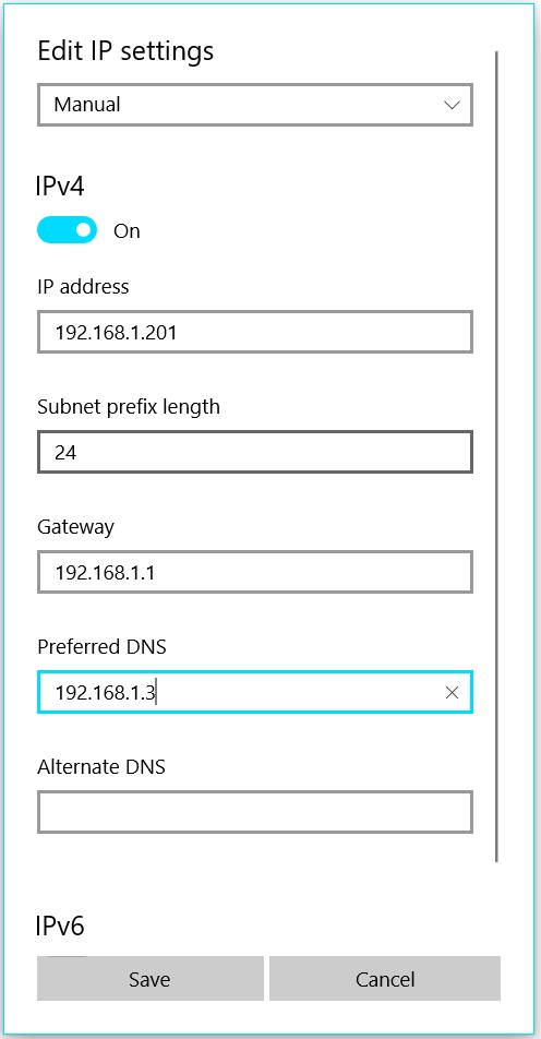 Manual DNS configuration