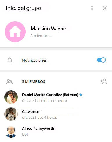 Información grupo Telegram con bot