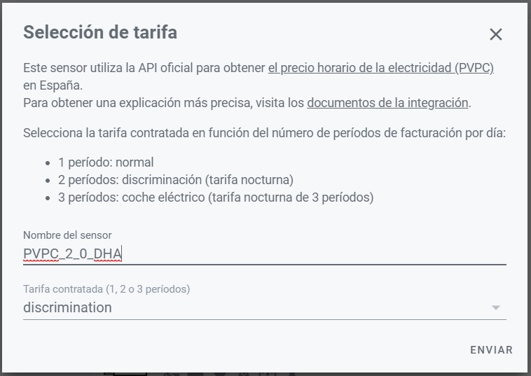 Selección de tarifa